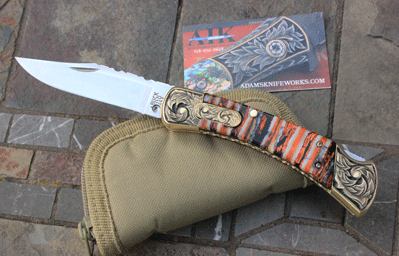 HAND ENGRAVED AIK/Buck 110 Folding Hunter Auto w/Molar & More!