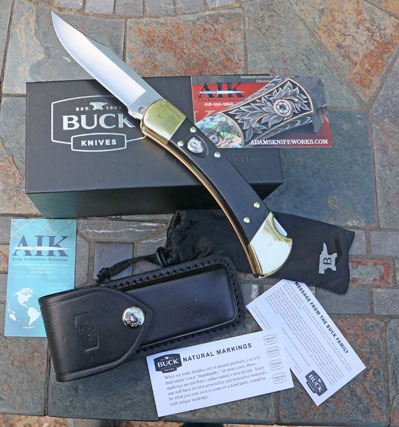 Buck FACTORY Folding Hunter 110 AUTOMATIC w/ Ebony Wood & Brass