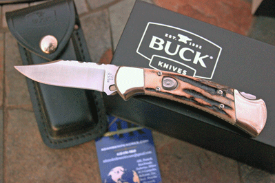 Finger Grooved Buck/AIK 112 Ranger ELITE Auto w/File Work & Stag