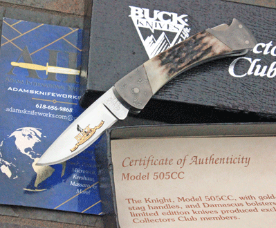 1998 Buck Custom KNIGHT w/Mirror Blade & Damascus Bolsters