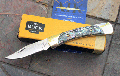 CUSTOM Buck/AIK Model 55 Lockback with Abalone Inlays