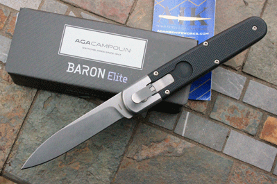 Campolin BARON ELITE Lever Lock Auto w/G-10 & Stonewash N690