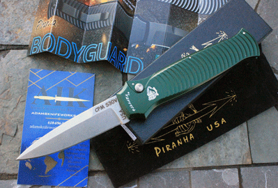 Piranha Special Green BODYGUARD Auto w/ S30V Stonewash Blade