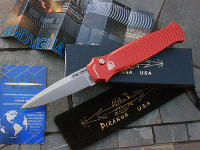 Piranha Special Red BODYGUARD Auto w/ S30V Stonewash Blade