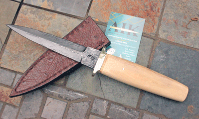 Bill Miller Handmade Damascus Boot Dagger w/ Ancient Mammoth