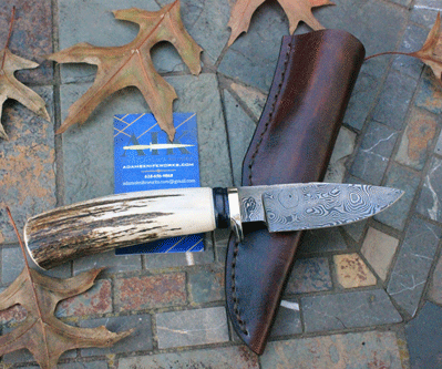 Bill Miller Custom DAMASCUS Handmade Skinner w/ Stag