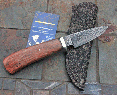 Bill Miller Handmade Damascus Hunter w/ Spalted Red Maple