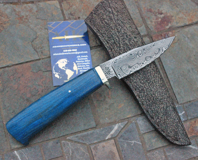 Bill Miller Handmade Damascus Hunter w/ Spalted Maple