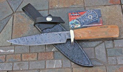 Bill Miller Damascus Vest Bowie w/ Fossil Mammoth Ivory