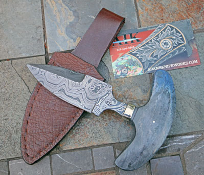 Bill Miller Handmade Damascus Push Dagger w/ Dyed Maple