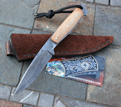 Bill Miller Handmade Mini Skinner w/ Mammoth Ivory & Damascus