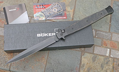Boker Plus BLACK TAC 11" Italian Style Stiletto w/ Micarta