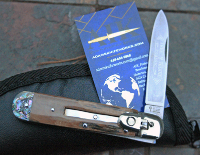 Custom Boker Lever Auto with Mammoth Ivory & Abalone Bolsters