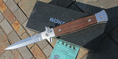 Boker Plus Italian Style Stiletto w/ Ebony Wood Inlays