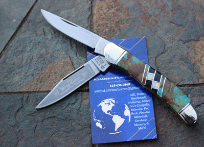 Boker King Cutter 2 Blade Folder w/ Turquoise and Opal Accents