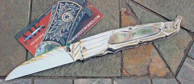 Custom Black Lip Pearl Liner Lock Folder w/File Work & More!