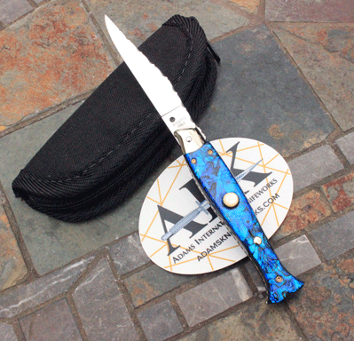 CUSTOM AIK Italian Fishtail Switchblade w/Blue Abalone & More!