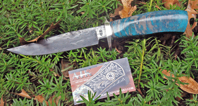 Bill Miller Handmade Bowie Fighter w/Ash Wood & Damascus
