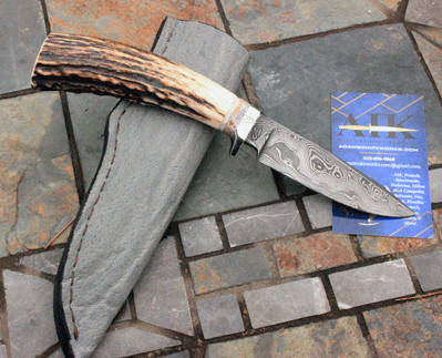 Bill Miller Handmade Damascus Hunter w/ Sambar Stag