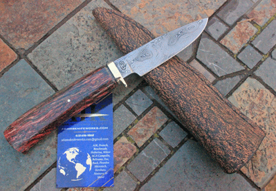 Bill Miller Handmade DAMASCUS  Skinner  Hunter w/Hemp Wood