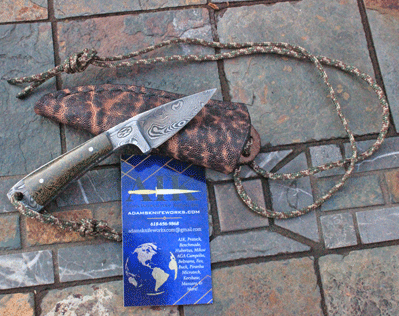 Bill Miller Handmade DAMASCUS Neck Knife Skinner w/ Micarta