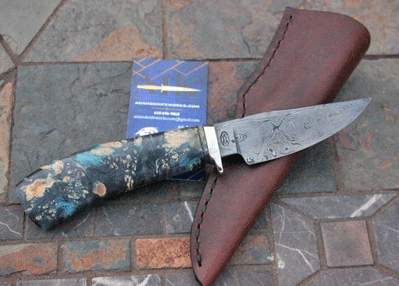Bill Miller Handmade DAMASCUS  Skinner  Hunter w/Maple Burl Wood