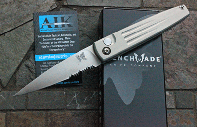Rare Early Benchmade Auto Spike w/Silver Handles & PLAIN EDGE