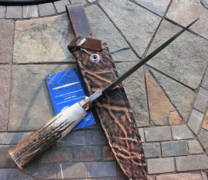 William "Bill" Miller Custom Handmade Damascus Dagger w/Stag, Adams