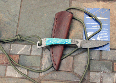 Bill Miller Handmade DAMASCUS Neck Knife Skinner w/Texas Ware