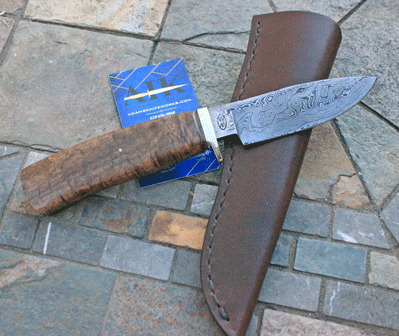 Bill Miller Handmade Damascus Hunter w/ Walnut