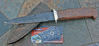 Bill Miller Handmade Damascus Boot Dagger w/ Cherry Burl