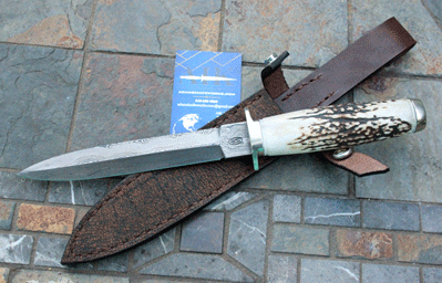 Bill Miller Handmade Damascus Dagger w/ Sambar Stag