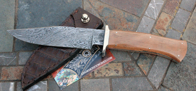 Bill Miller Handmade Damascus Fighter / Skinner w/ Mammoth Ivory
