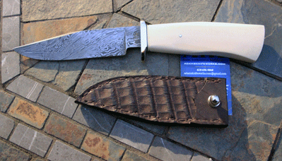 Bill Miller Handmade Damascus Fighter / Skinner w/ Mammoth Ivory