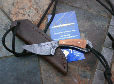 Bill Miller Handmade DAMASCUS Neck Knife Skinner