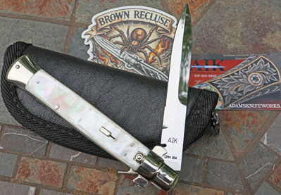 CUSTOM AIK BROWN RECLUSE Square Button Slim Jim w/ Pearl