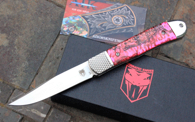 AIK/Cobratec Custom Trapper Bolster Release Auto w/ Red Abalone