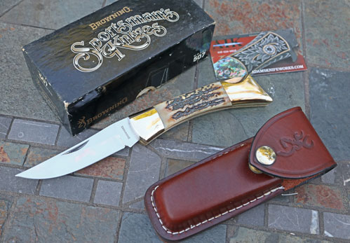 BROWNING Heavy Duty Folding Stalker 507 Lockback w/ Stag
