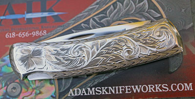 Custom HAND ENGRAVED Buck 526 Lockback by Andrew Lee Adams
