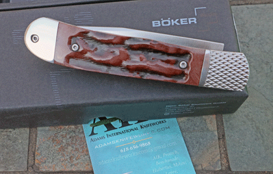 BOKER PLUS Hidden Bolster Release Trapper Auto w/Appaloosa Bone