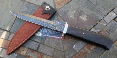 Bill Miller Handmade Damascus Dagger w/African Blackwood