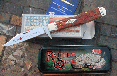 Case XX 6111 1/2 Cheetah Swing Guard w/Rattlesnake Chestnut Bone