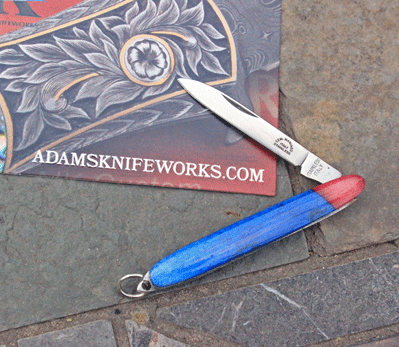 Italian Made CEM Mini Pen Blade Folder w/ Blue/Red Bone