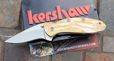 AIK/Kershaw Custom Chive Assist w/Gold Awabi Shell Overlay