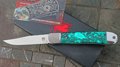 AIK/Cobratec Bolster Release Auto w/ Green Abalone & File Work
