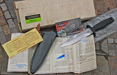Early Gerber Command I Survival Knife w/ Leather Sheath