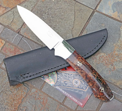 Handmade Skinning/Survival Knife by Jeff Cover w/ Maple Burl