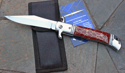 CZ Czech Republic Hidden Release Auto w/ Gold Vein Jasper Inlays