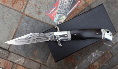 CZ Czech Hidden Release Auto w/ Ebony & Dama-Etched Blade