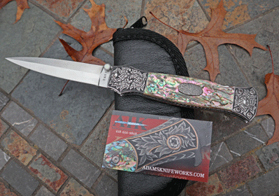 Dake/Adams Handmade Engraved Double Action Auto w/Mosaic Abalone